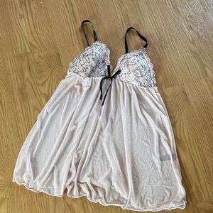 RACHEL Rachel Roy Lace Trim Chemise in Cream and Black